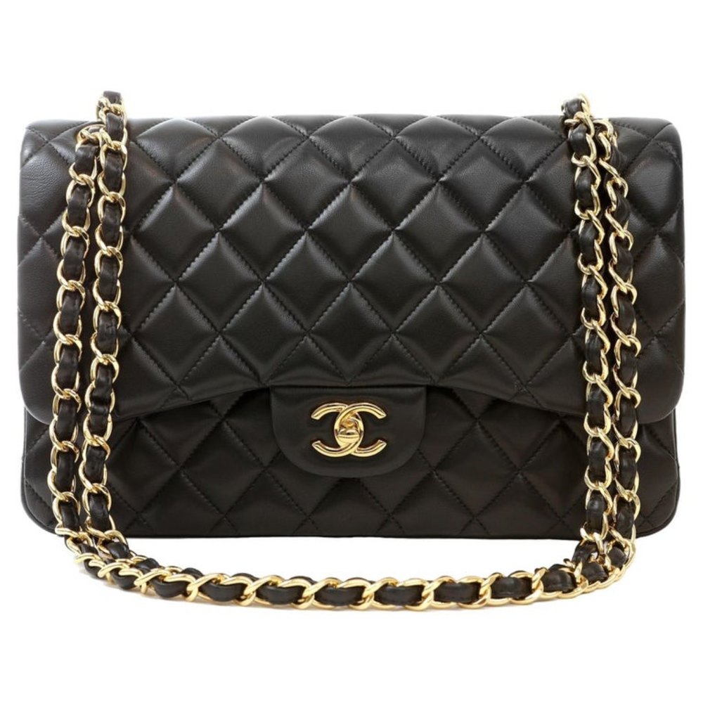 Chanel Black Lambskin Jumbo Classic with Gold Hardware